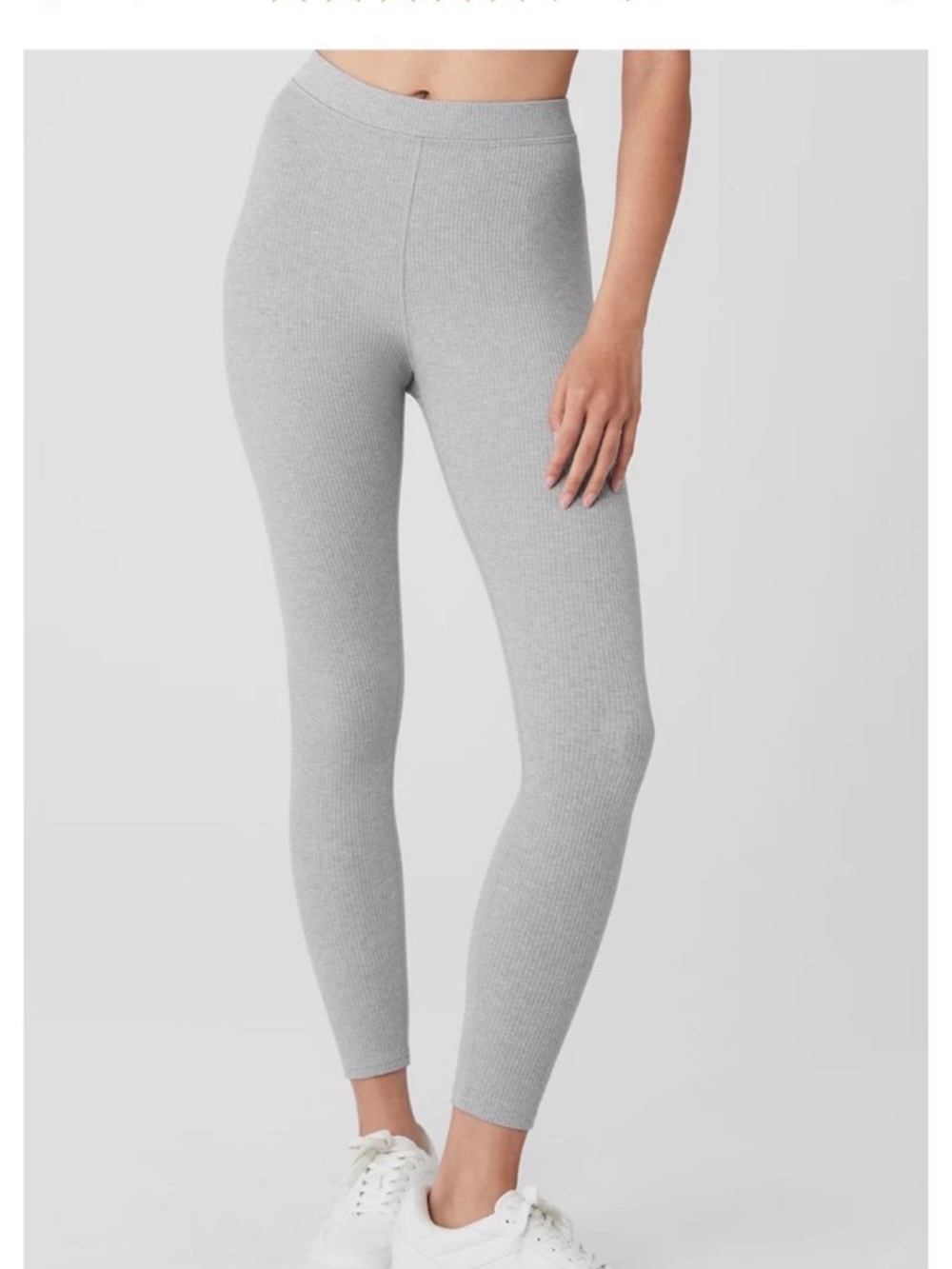 ALO Ribbed High-Waist 7/8 Blissful Legging - Gray